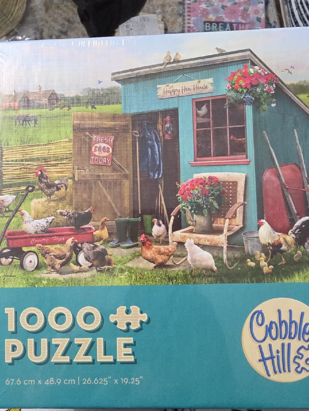 Cobble Hill Teal and Red Happy Hen House Puzzle